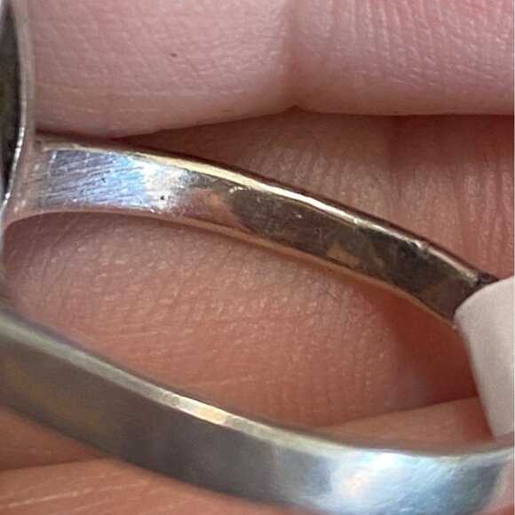 Ring Size 9 Black Tourmaline Marcasite Sterling Silver 925 Women Semi-Precious S - Picture 8 of 9